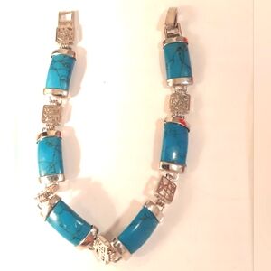Turquoise and Silver Plate Bracelet